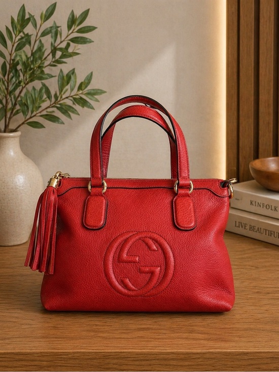 Gucci Handbags - GUCCI Interlocking G Soho Pebbled Leather with strap ✨ Gorgeous burnt orange